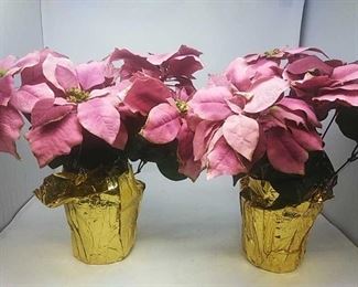 Pair of Artificial Poinsettia Plants approx 16"