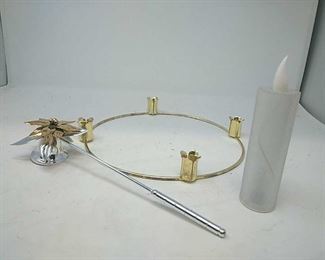 Brass Advent Ring, Candle Snuffer and Battery