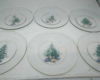 Set of 6 Vintage Painted Glass Dessert Plates