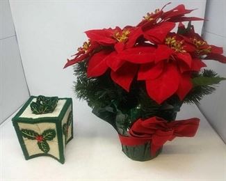 1 poinsettia artificial plant 1 hand crafted