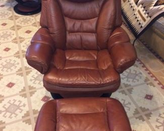 leather recliner with ottoman (1 of pair)