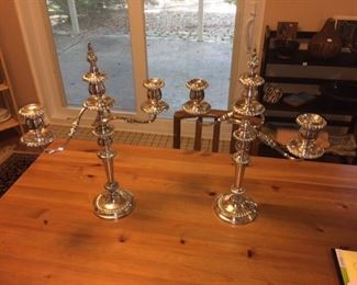 nice pair of vintage silver plate candelabras 