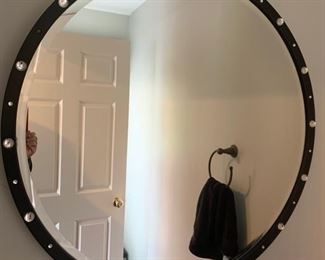 3. Beveled Mirror w/ Black and Crystal Detail (31")