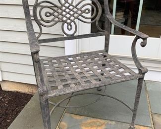 85. Pair of Metal Side Chairs w/ Side Table