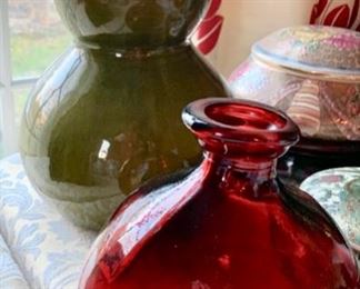 Red & Green Glass Vase