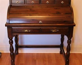 Vintage Rolltop Desk with Porcelain Knobs