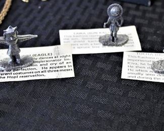 Pewter miniature Kachina dolls and Wizards collection