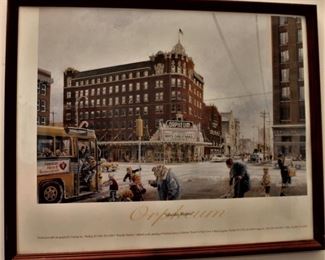 Orpheum Theater print from a Hugh Greer original lithograph