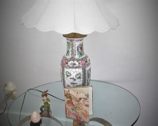 Round Glass Topped Table on Guilt Base