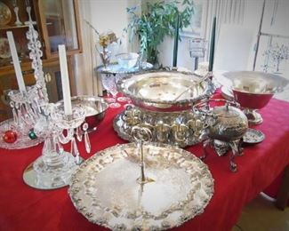 Silver Plate Punch Bowl...Serving Platter....