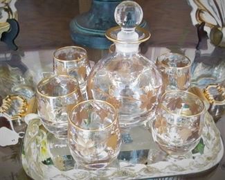 Murano Glass Decanter Set withTray