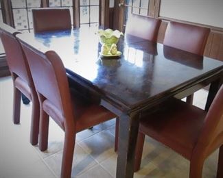 Dining Table and 7 Leather Chairs
