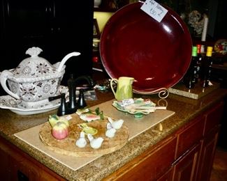 Rare Vintage Ironstone Soup Tureen, Red Pottery, etc...