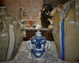 Talking it over. Kim Ellington face jug (He doesn't make many of these.) on the left, Richard Kale in the center and a premier Charlie on the right.