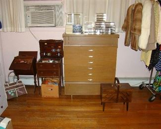!950's  High Chest, Sewing Cabinets