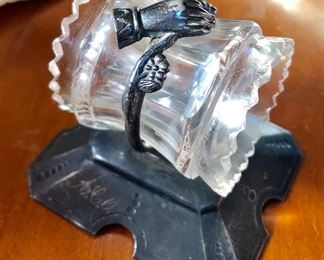 Adorable cut glass and digital silver plate napkin ring