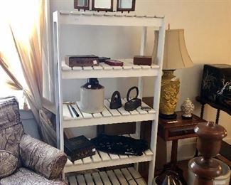 Shaving mirrors book shelves 