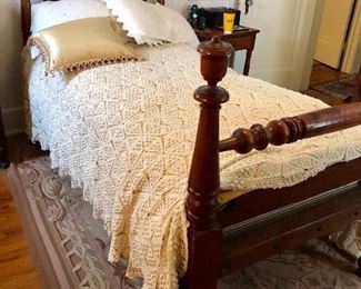 Rope bed w horse hair mattress 