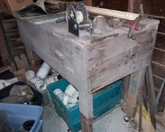 Primitive Rolling Work Bench (great for kitchen island or butcher's chopping block)