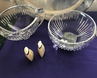 Waterford and Mikasa crystal bowls. 