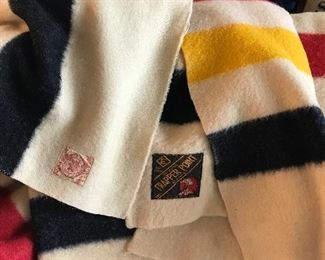 Vintage Hudson Bay( 1) and Trapper Point(2) twin size blankets. 
