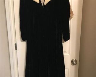Black velvet and fur antique coat