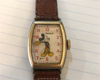 Early Mickey Mouse watch with original band, as- is.