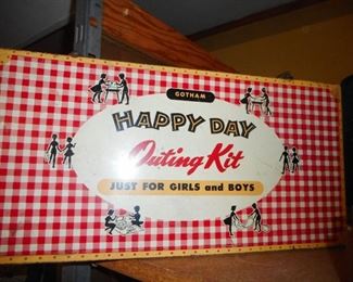 VHTF Happy Day Large Metal Lunch Box Outing Kit