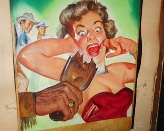 1950ish Pulp Art  on Watercolor Board