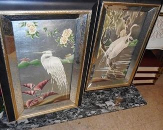 Mid Century Mirror Bird Wall Art Sold as PAIR 