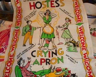 Hostess Crying Towel..1950's Printed Linen..