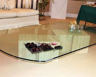 Monumental Glass & Stone Coffee Table