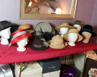 Large Selection of Designer Hats - Most with Original Boxes. Philip Tracy, Neiman Marcus, Saks, Frank Olive, Akubra, Eric Javits, Andrew Wilkie & Others