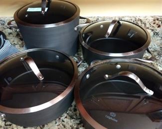 Selling large collection Calphalon baking ware. Over 20 pieces (not including lids). Well cared for, Much of which has never been used. Would cost $900+ to buy pieces new.
Ideally looking to sell the entire lot together, but can break down as follows.
$30 - Calphalon Unison 5Qt Dutch Oven (1 pan, 1 lid)
$30 - Calphalon Contemporary 10" & 12" Fry Pan Set (2 pans, 1 lid)
$85 - Calphalon Contemporary Pot Set (4 pots, 4 lids)
$175 - Calphalon Premier Set (4 pots, 2 pans, 5 lids, 1 inset, 1 Colander)
$50 - Large Pot Pair (2 pots, 2 lids, 1 inset)
$30 - 2 Pan Set (2 pans, 1 lid)