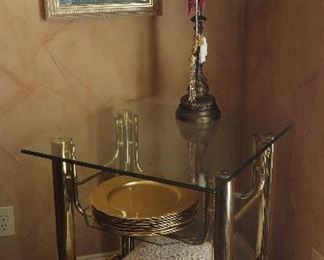 Brass and glass end table