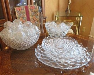 Fostoria "American" glassware, punch sets