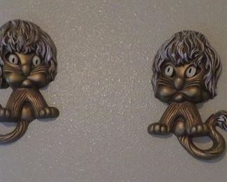 Vintage Homco Home Interiors lion wall plaques