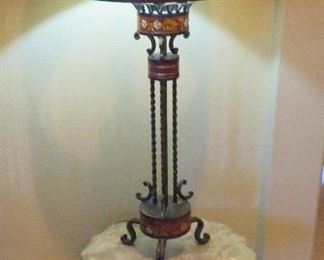Lamp, marble top table