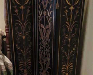 Lacquer and gold leaf screen