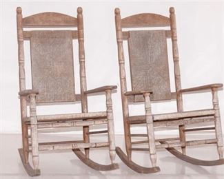 3. Pair of Rush Seat Rocking Chairs