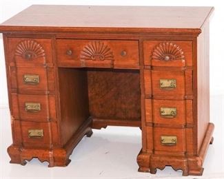 16. Kneehole Desk with Fan Carving