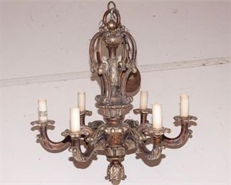 20. Metallic Painted Carved Chandelier