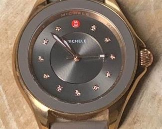 Michele Cape Topaz Brown Dial Silicone Band Rose Gold Ladies Watch https://ctbids.com/#!/description/share/271189
