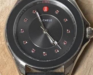 Michele Cape Stainless Steel Topaz Dial Black Strap Watch https://ctbids.com/#!/description/share/271190