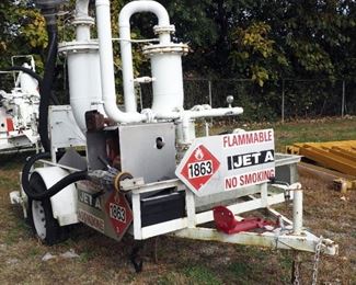 9 Ft Jet Fuel Pumping Skid Trailer With Liquid Controls, 100 Gallons Per Minute Meters Model #M-7-2, And Yanmar Gas Powered Motor