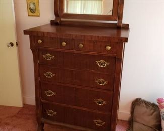 Empire Chest of Drawers Mirror has small piece missing