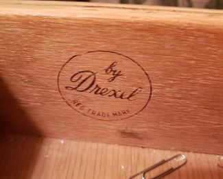 Drexel Bedroom furniture: King size bed, 2 night stands, dresser and mirror.