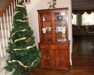 Antique china hutch/ Christmas tree