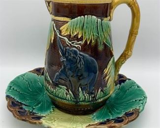 Majolica Plate and Pitcher