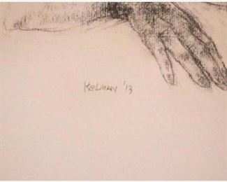 KELMAN "GRAPHITE FIGURE STUDY" PIGMENT ON PAPER 
